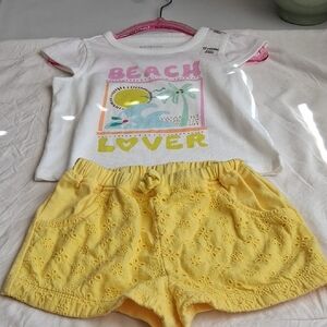 Beach Lover T-Shirt and Yellow Shorts Set